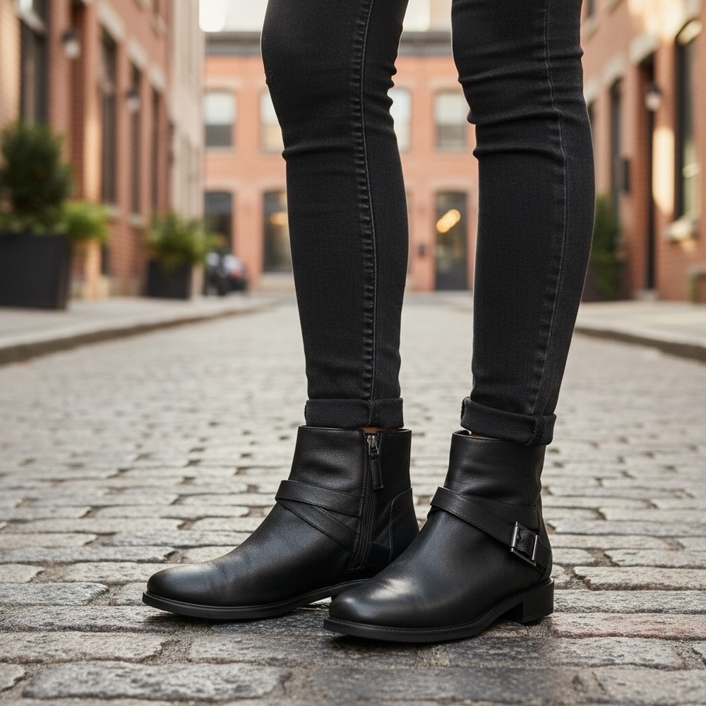 Aquatalia Black Leather Ankle Boots , Size 10 NWOT🎁🎊
